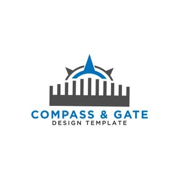 Compass and gate logo design template vector Stock Illustration