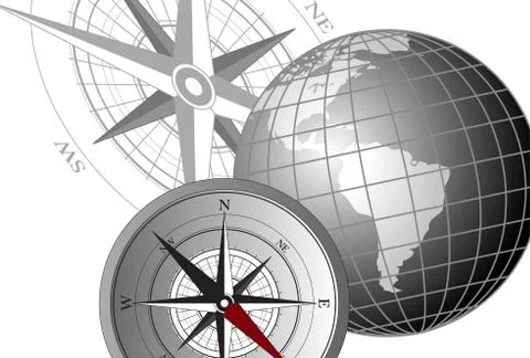 Compass and Globe Stock Illustration