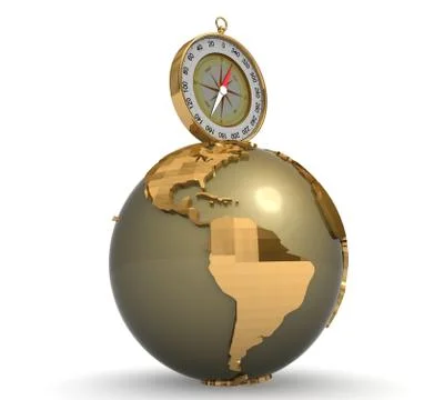 Compass and a globe Stock Illustration