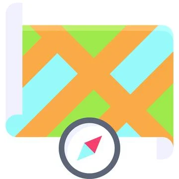 Compass and map icon, location map and navigation vector 스톡 일러스트