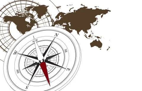 Compass and Map Stock Illustration