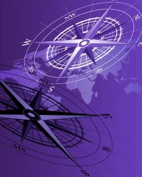 Compass and Map 스톡 일러스트