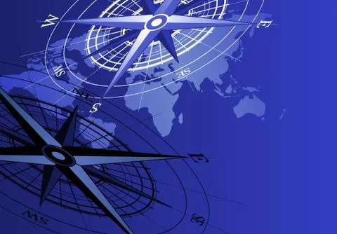 Compass and Map Stock Illustration