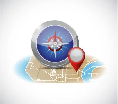 Compass and map illustration design Stock Illustration