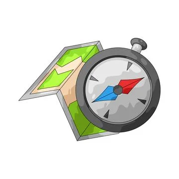Compass and map illustration Stock Illustration