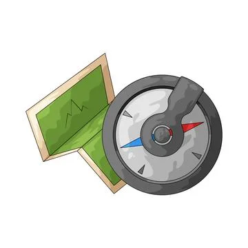 Compass and map illustration Stock Illustration
