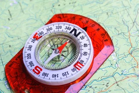 Compass and map. Stock Photos