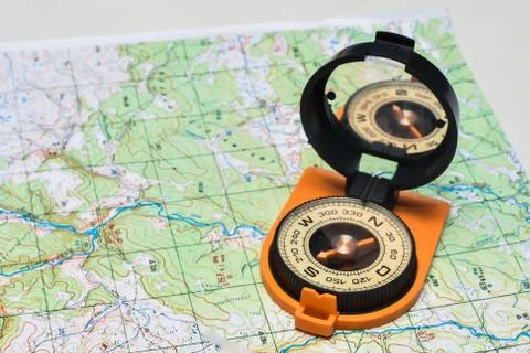 Compass and map. Stock-Fotos