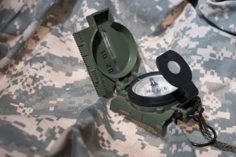 Compass and map reading survival outdoors Stock Photos