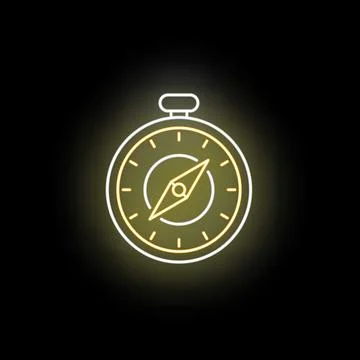 Compass and neon light guiding direction concept Stock Illustration
