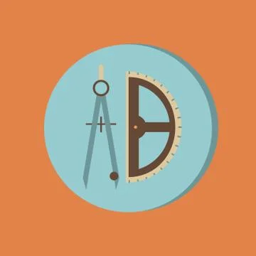 Compass and protractor. education sign. symbol icon drawing and geometry Stock Illustration