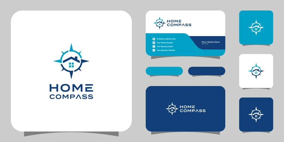 Compass and sea logo vector design Stock Illustration