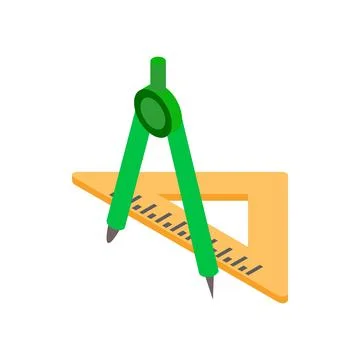 Compass and triangular ruler icon 스톡 일러스트
