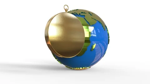 Compass and world globe isolated over white background with copy space. Stock Footage 91111816
