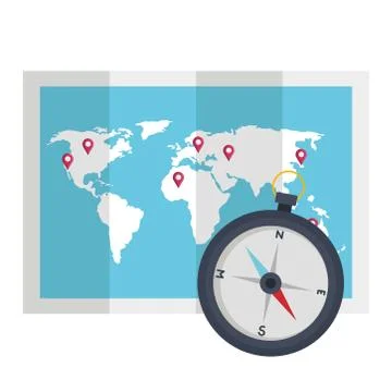 Compass and world map vector design イラスト素材
