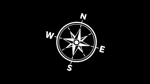 Compass animated spinning needle moving loop 4k black background. Stock Footage 345856499