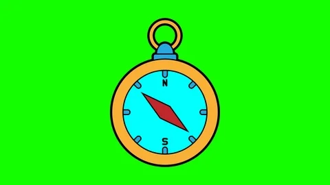 Compass animation green screen. 2D flat simple motion Stock Footage 116076630