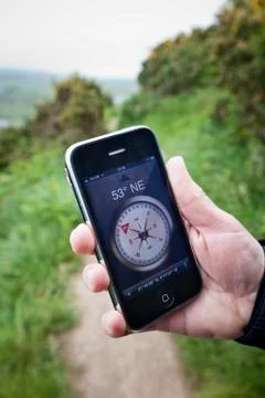 Compass app on apple iphone 3gs Stock Photos