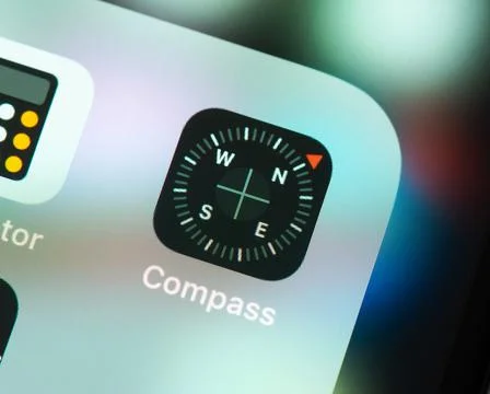 Compass app icon on Apple iPhone screen Stock Photos