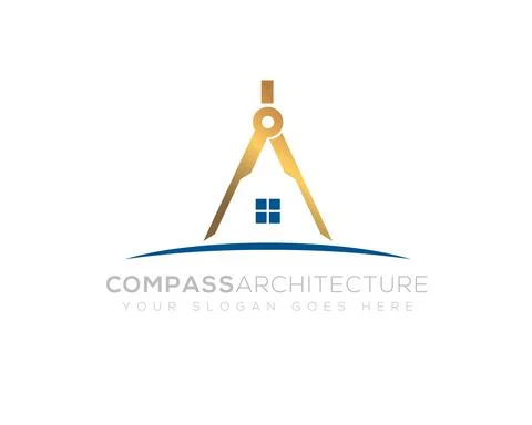 Compass architecture house with windows as initial letter A Stock Illustration
