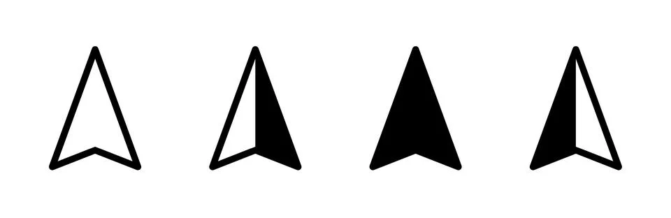 Compass arrow black icon. Navigation point vector illustration. North, sout.. Illustrazione stock