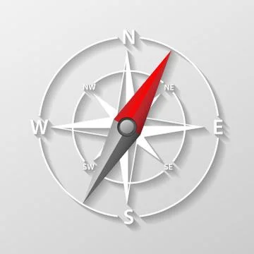 Compass arrow object isolated. 3d Navigation and direction icon with shadow Stock Illustration