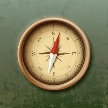 Compass with arrow in retro style. Illustrazione stock