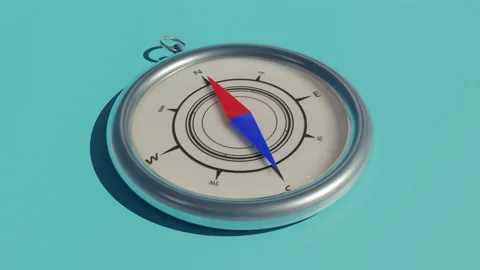 A compass arrow spinnig and showing to the north Video stock 219478453