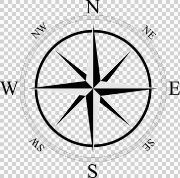 Compass background. Ancient black and white compass. Illustrazione stock