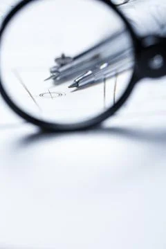Compass on the background detail drawings. Technical drawing. Foto stock