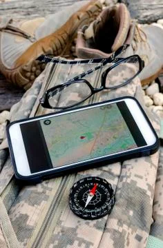 Compass on the bag Foto stock