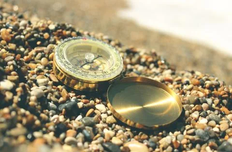 Compass on the beach Foto stock
