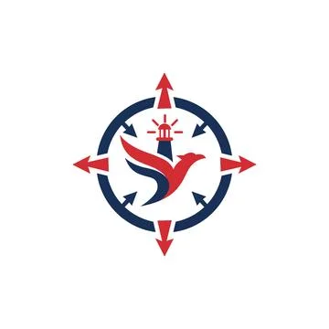 Compass Bird Logo Design with Aviation Navigation and Travel Identity Stock-Illustration