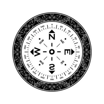 Compass black silhouette Stock Illustration