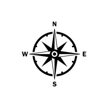 Compass, black wind rose icon on isolated background. Eps 10 vector Stock Illustration