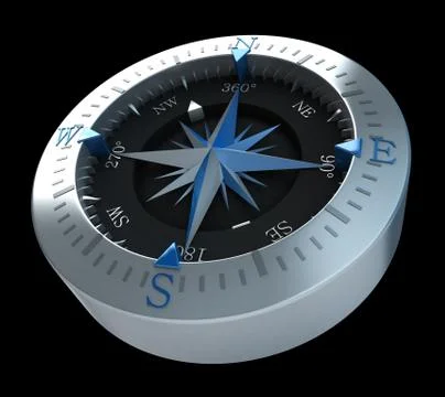 Compass blue on black Illustrazione stock