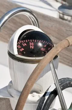 Compass on a boat Stock Photos
