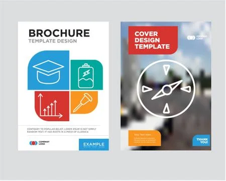 Compass brochure flyer design template Stock Illustration