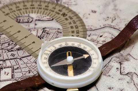 Compass on a card Foto stock