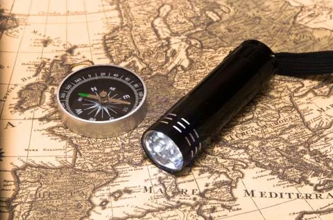 Compass on a card Foto stock