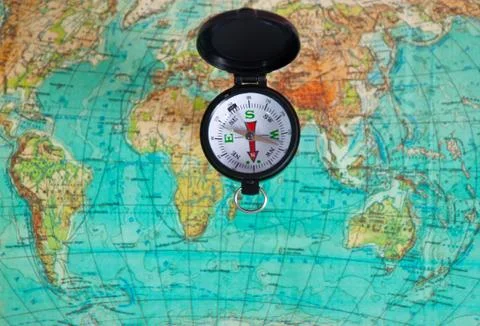 Compass on a card Foto stock