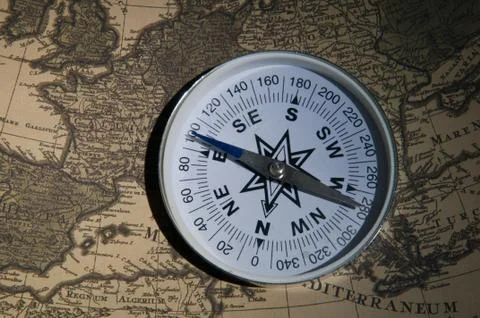 Compass on a card Foto stock