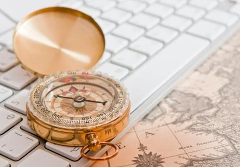 Compass on a card Stock Photos