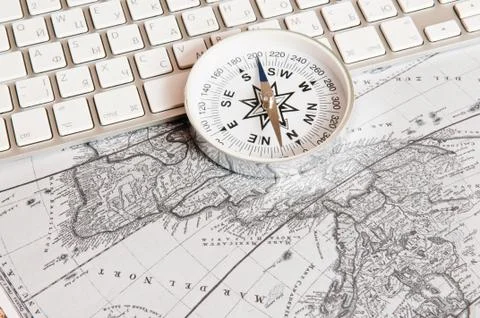 Compass on a card Foto stock