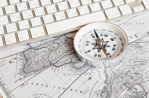 Compass on a card Stock Photos