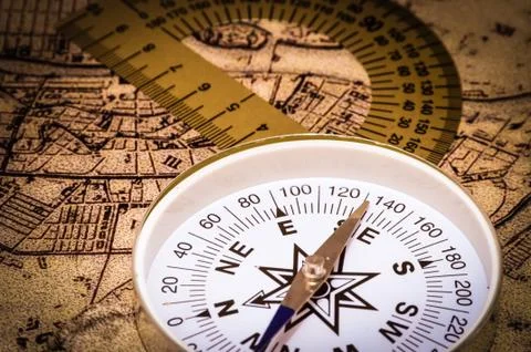 Compass on a card Fotos Stock