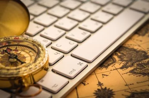 Compass on a card Foto stock