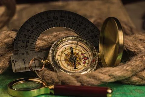 Compass on a card Stock Photos