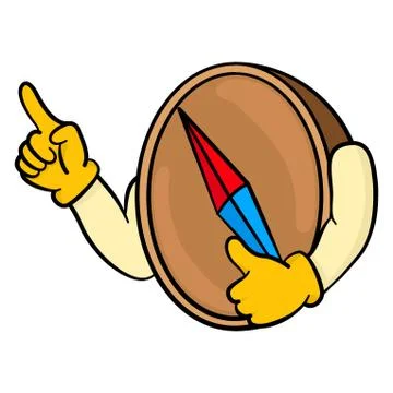 Compass cartoon character Stock Illustration