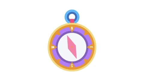 A compass centered on a vibrant purple and pink background, symbolizing nav.. Stock Footage 332452773